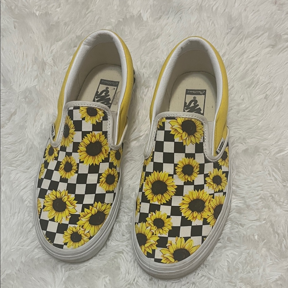 Vans Sunflower Checkered slip ons
